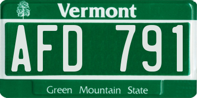 VT license plate AFD791