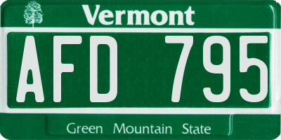 VT license plate AFD795