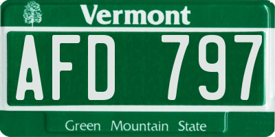 VT license plate AFD797
