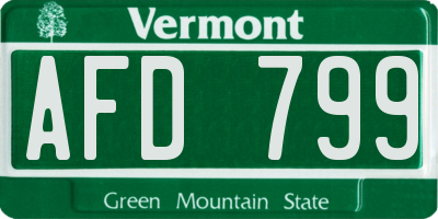 VT license plate AFD799
