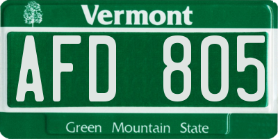 VT license plate AFD805