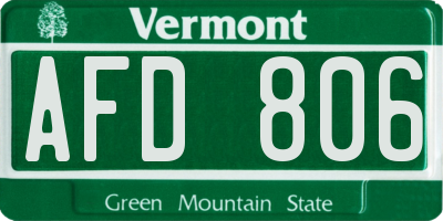 VT license plate AFD806