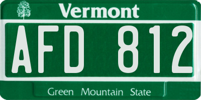 VT license plate AFD812