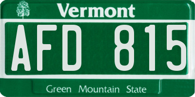 VT license plate AFD815