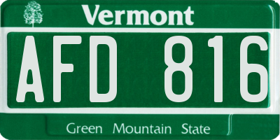 VT license plate AFD816