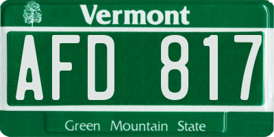 VT license plate AFD817