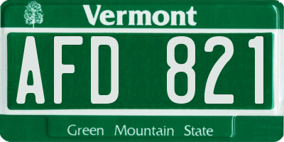 VT license plate AFD821