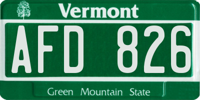 VT license plate AFD826