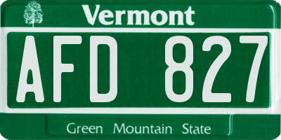 VT license plate AFD827