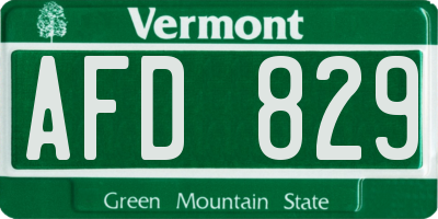 VT license plate AFD829