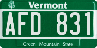 VT license plate AFD831