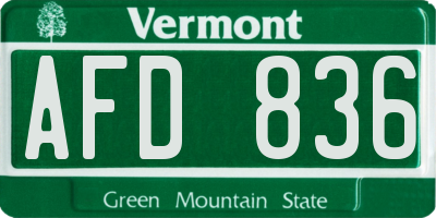 VT license plate AFD836