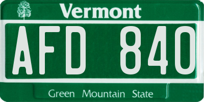 VT license plate AFD840
