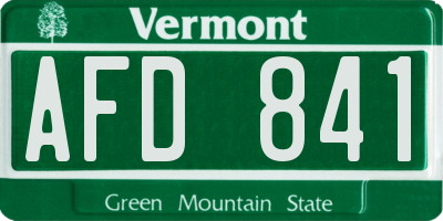 VT license plate AFD841