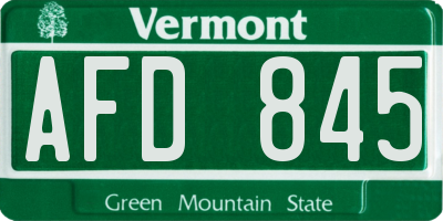 VT license plate AFD845