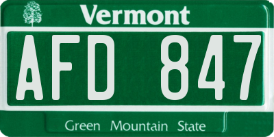 VT license plate AFD847