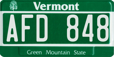 VT license plate AFD848