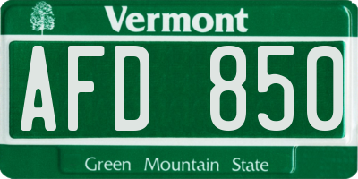 VT license plate AFD850