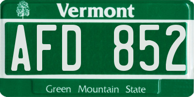 VT license plate AFD852