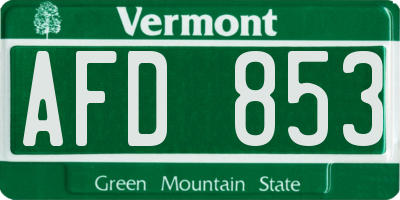 VT license plate AFD853