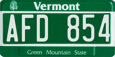 VT license plate AFD854