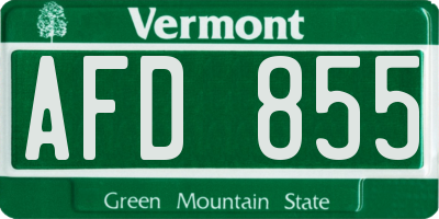 VT license plate AFD855