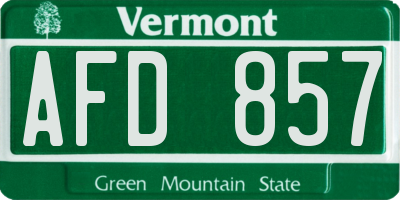 VT license plate AFD857