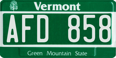 VT license plate AFD858