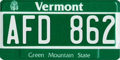 VT license plate AFD862