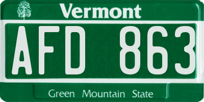 VT license plate AFD863