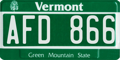 VT license plate AFD866