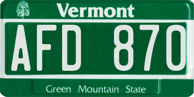 VT license plate AFD870