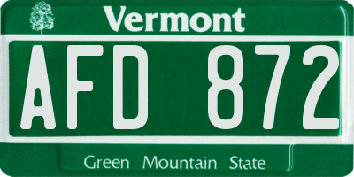 VT license plate AFD872