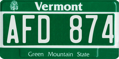 VT license plate AFD874