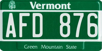 VT license plate AFD876