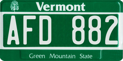 VT license plate AFD882