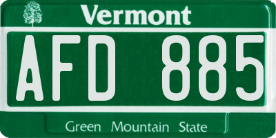 VT license plate AFD885