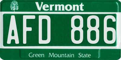 VT license plate AFD886