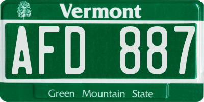 VT license plate AFD887