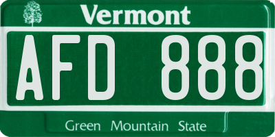 VT license plate AFD888