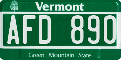 VT license plate AFD890