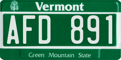 VT license plate AFD891