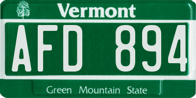 VT license plate AFD894