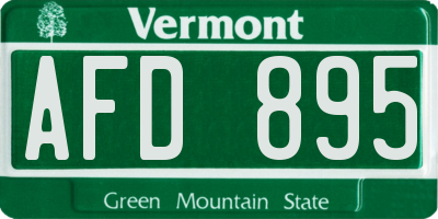 VT license plate AFD895