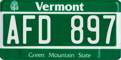 VT license plate AFD897