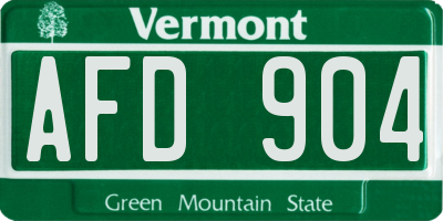 VT license plate AFD904