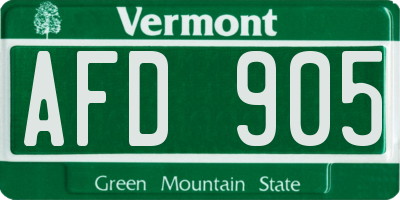 VT license plate AFD905