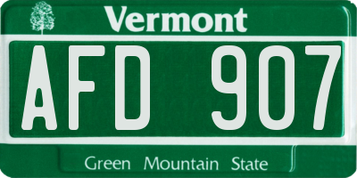 VT license plate AFD907