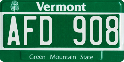 VT license plate AFD908