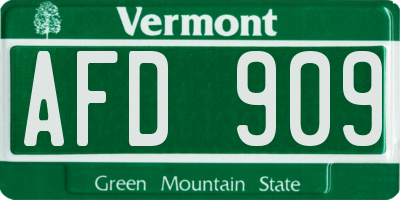 VT license plate AFD909
